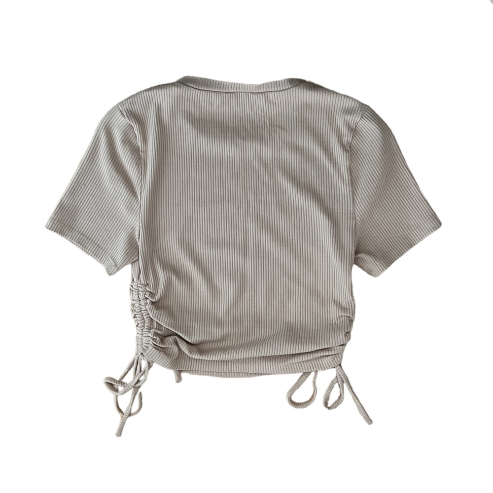 Love Tree Ribbed Scrunch Side Crop Top Size Small - Picture 3 of 4
